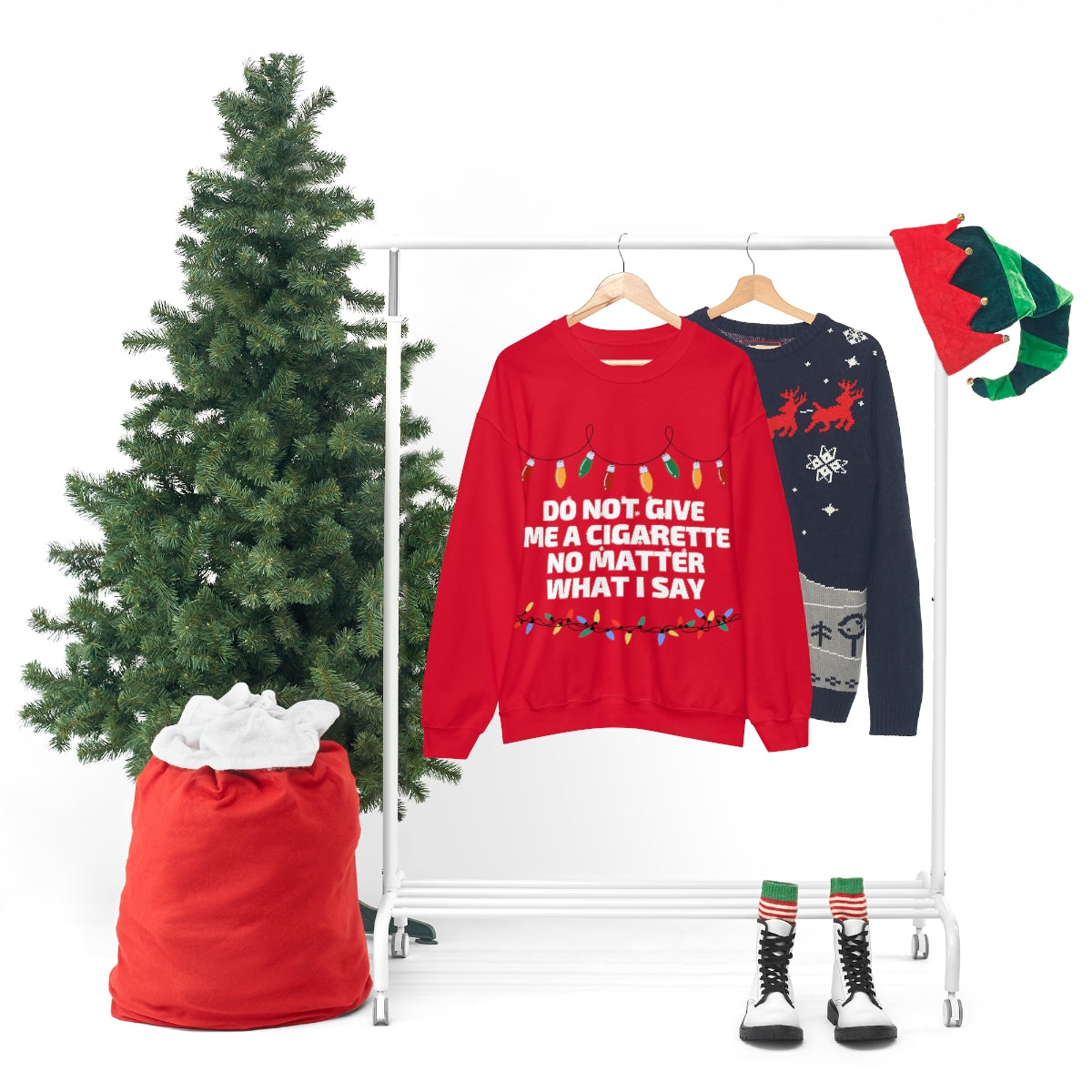 Ugly Christmas Cigs Crewneck Sweatshirt